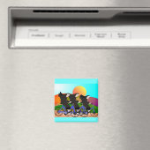 女性が自転車に乗ってアートを贈る マグネット (インサイチュ (食洗機))