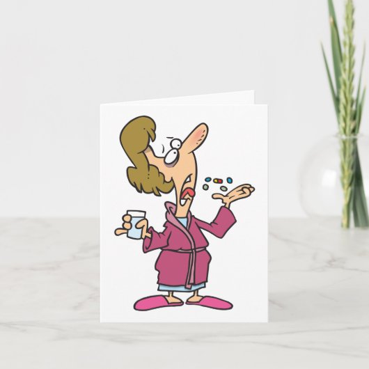 女性が錠剤を服用 カード (正面)