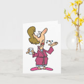 女性が錠剤を服用 カード (黄色い花)