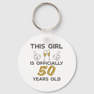 女性この女の子は正式に50年50誕生日 キーホルダー