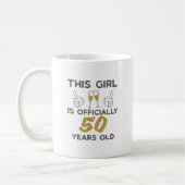 女性この女の子は正式に50年50誕生日 コーヒーマグカップ (左)
