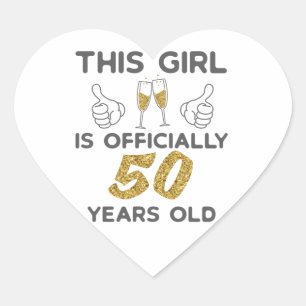女性この女の子は正式に50年50誕生日 ハートシール