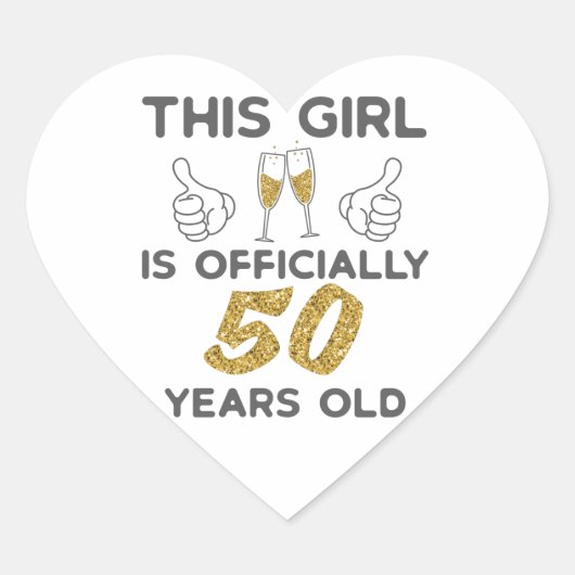 女性この女の子は正式に50年50誕生日 ハートシール (正面)