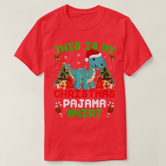 女性これは私のクリスマスパジャマブロントサウルスC Tシャツ (デザイン正面)
