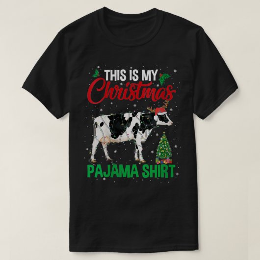 女性これは私のクリスマスパジャマ牛の恋人サンである Tシャツ (デザイン正面)
