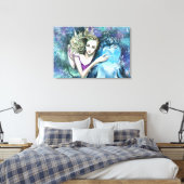 女性とイルカの友情 キャンバスプリント - 絵画 (インサイチュ (寝室))