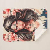 女性とオウム シェルパブランケット (正面(横))