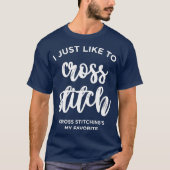 女性とクリスマスのクロスステッチ Tシャツ (正面)