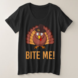 女性とサイズのBite Meのための感謝祭のシャツ プラスサイズTシャツ