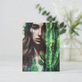 女性とサボテン絵画ズ ポストカード (スタンド正面)