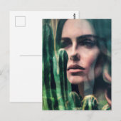 女性とサボテン ポストカード (正面/裏面)