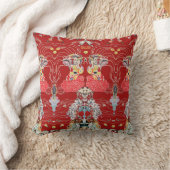女性とセンターフローラ赤い白いクリムトパターン クッション (ブランケット)