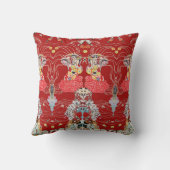 女性とセンターフローラ赤い白いクリムトパターン クッション (裏面)