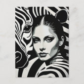 女性とゼブラ ポストカード (正面)