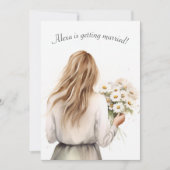 女性とデイジーブーケブライダルシャワー 招待状 (正面)