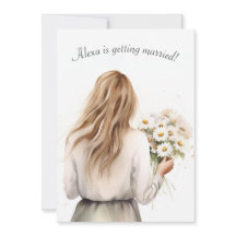 女性とデイジーブーケブライダルシャワー