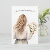 女性とデイジーブーケブライダルシャワー 招待状 (スタンド正面)