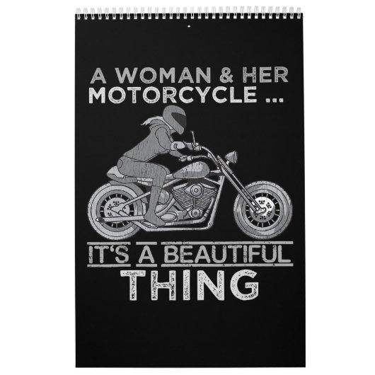 女性とバイクでのバイクもしくは自転車に乗る人 カレンダー (カバー)