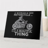 女性とバイクアートの贈り物バイクもしくは自転車に乗る人 カード (正面)