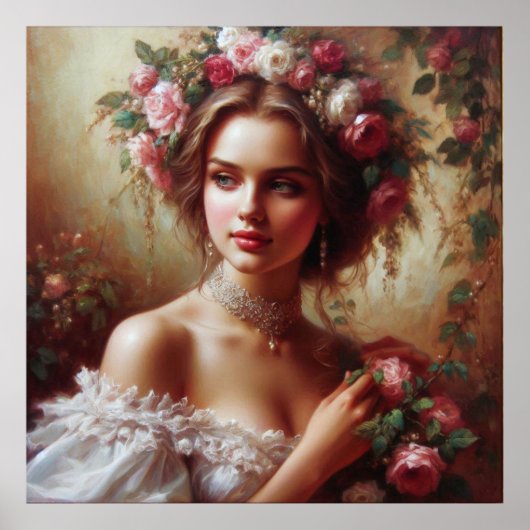 女性とバラ ポスター (正面)