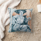 女性とバラ,ミュシャ クッション (ブランケット)