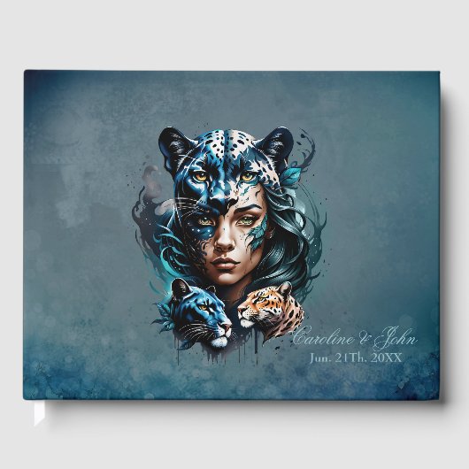 女性とヒョウの素晴らしいハイブリッド ゲストブック (正面)