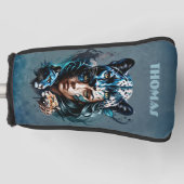 女性とヒョウの素晴らしいハイブリッド ゴルフヘッドカバー (正面)