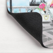 女性とピかわいらしンクのハートバルーン – アイラブパリ マウスパッド (コーナー)