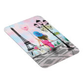 女性とピかわいらしンクのハートバルーン – アイラブパリ マグネット (右側)