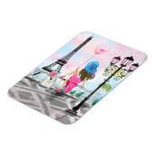 女性とピかわいらしンクのハートバルーン – アイラブパリ マグネット (左側)