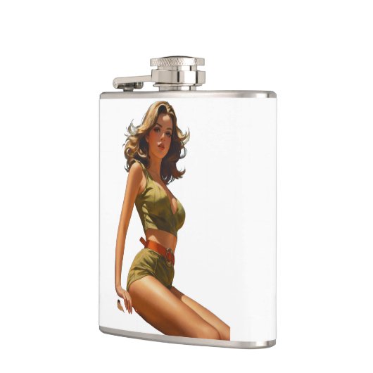 女性とフラスコ フラスク (左)