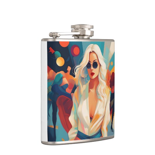 女性とフラスコ フラスク (右)