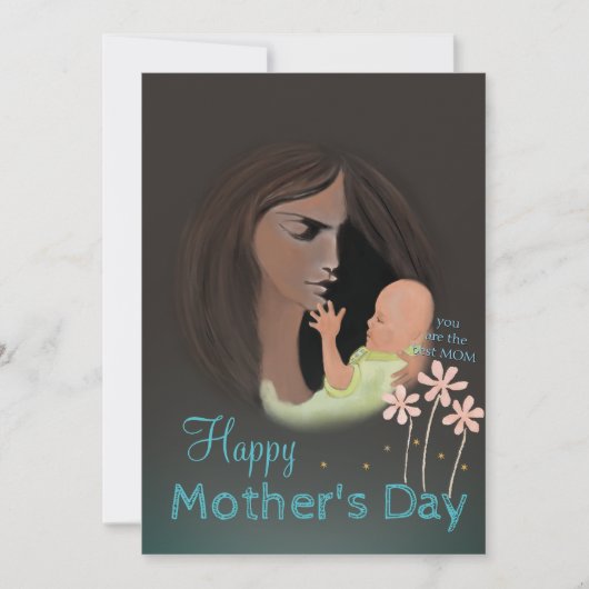 女性とベビーハンドマ絵を描ザーのデイカード シーズンカード (正面)