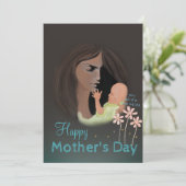 女性とベビーハンドマ絵を描ザーのデイカード シーズンカード (スタンド正面)