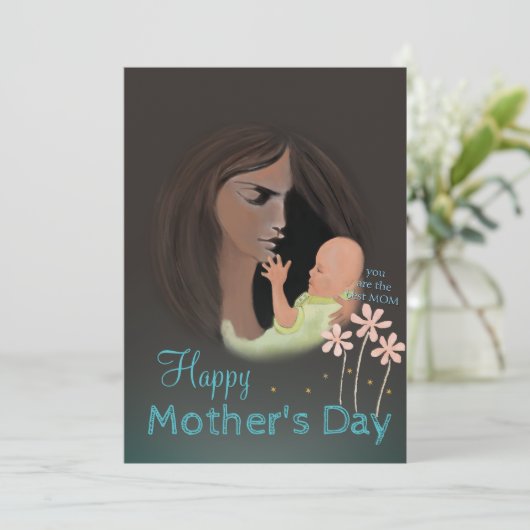 女性とベビーハンドマ絵を描ザーのデイカード シーズンカード (スタンド正面)