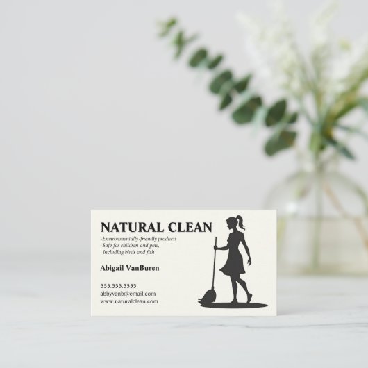 女性とモップ清掃清掃清掃清掃清掃清掃清掃清掃 名刺 (スタンド正面)