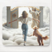 女性とラブラドードルアット天国の門 マウスパッド (正面)