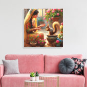 女性とリス2 キャンバスプリント (インサイチュ (リビング))