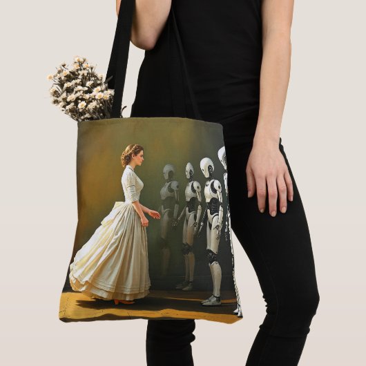 女性とロボット トートバッグ (クローズアップ)