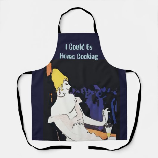 女性とワインのデザイン追加文字、エプロン エプロン (正面)