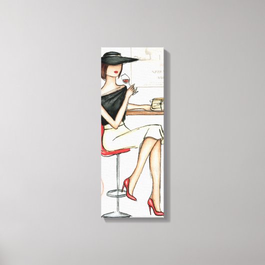 女性とワイングラス キャンバスプリント (正面)