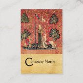 女性と一角獣ライオン、花、動物の羊飼い 名刺 (裏面)