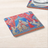 女性と一角獣 スクエアペーパーコースター (アングル)