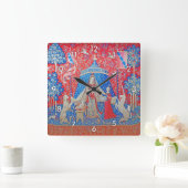 女性と一角獣 スクエア壁時計 (ホーム)