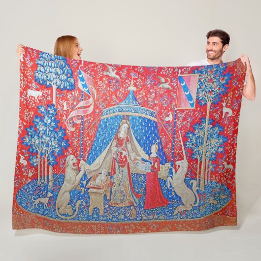 女性と一角獣 フリースブランケット (インサイチュ)