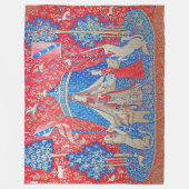 女性と一角獣 フリースブランケット (正面)