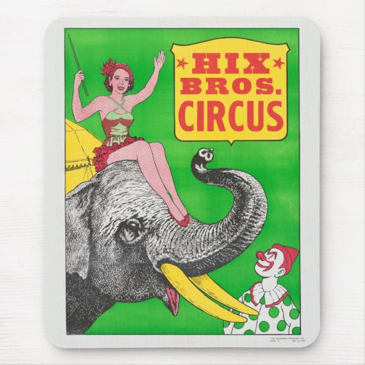 女性と乗馬ゾウを示すサーカスのポスター。 マウスパッド (正面)