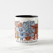 女性と動物の漫画 ツートーンマグカップ (中央)