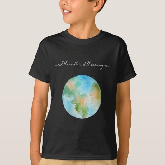 女性と地球温暖化が起きている Tシャツ (正面)