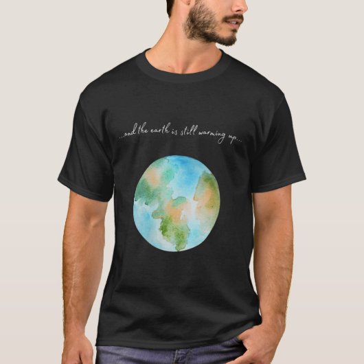 女性と地球温暖化が起きている Tシャツ (正面)